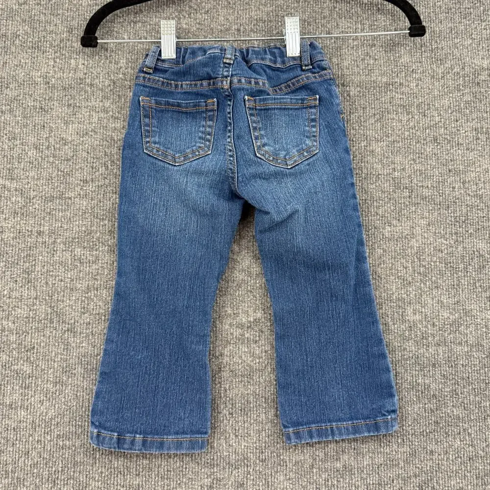 The Childrens Place Infant Girls Bootcut Jeans Size 2T Adjustable Waist Stretch